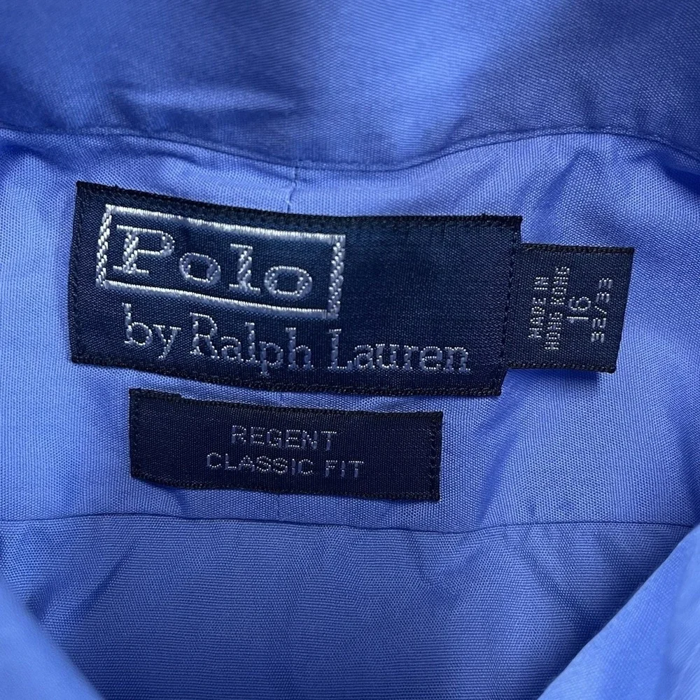Polo Ralph Lauren Men's 16 32/33 Dress Shirt Regent Classic Fit Blue 100% Cotton